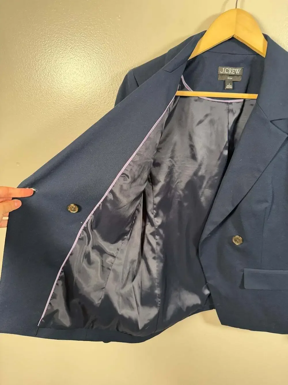 J.Crew Devon Blazer Jacket Size 6 Bi Stretch Cotton Classic Office Navy Blue